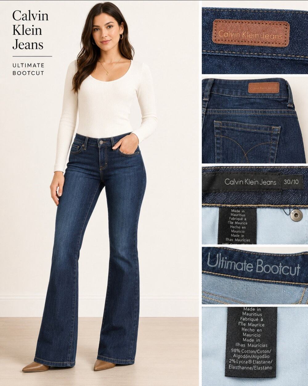 Y2K Indie Sleaze 00s Calvin Klein Ultimate Bootcut Jeans Sz 10 Dark Wash Indigo